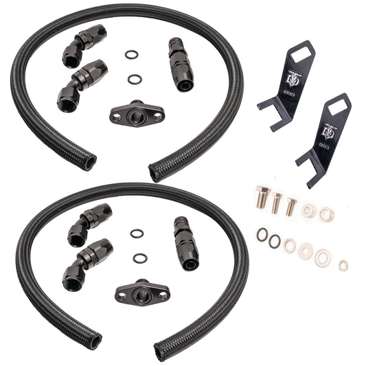 Tombstone Diesel - Compound Turbo Drain Line -10 AN Fittings And AN Drain Lock Kit - Dodge Ram Cummins