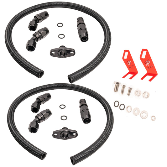 Tombstone Diesel - Compound Turbo Drain Line -10 AN Fittings And AN Drain Lock Kit - Dodge Ram Cummins